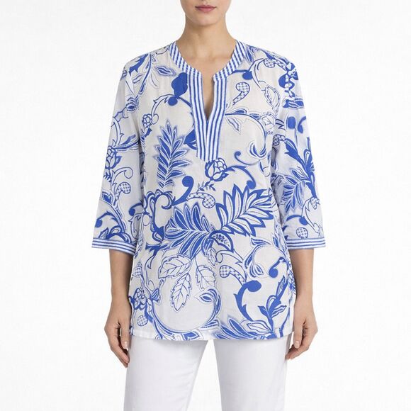 Talbots Tops - Talbots Tunic Size Large Paisley Blue White Floral  NWOT